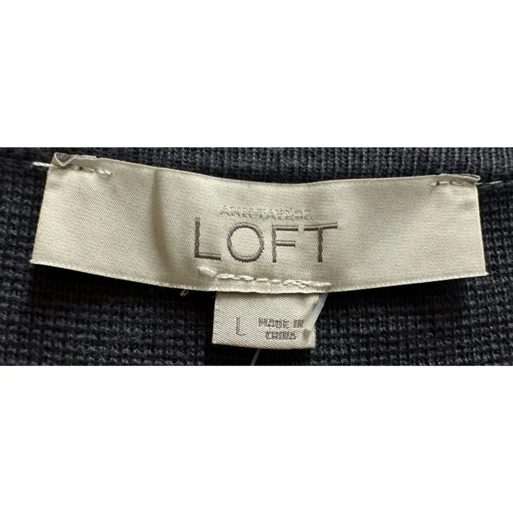Ann Taylor women size large gray cotton  sweater with embellished trim   new